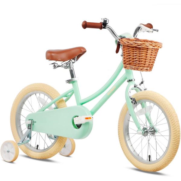 Petimini Bicicleta Infantil Retrô com Rodas de Treinamento, Cesta e Sino, 3 a 5 anos, Rosa