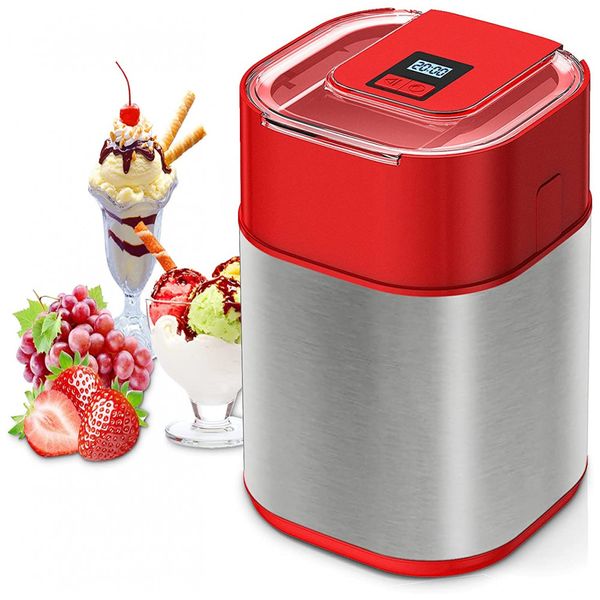 HELEBES ICM10011 Black Máquina de Sorvete Automática 1.5L, 110V, Cinza