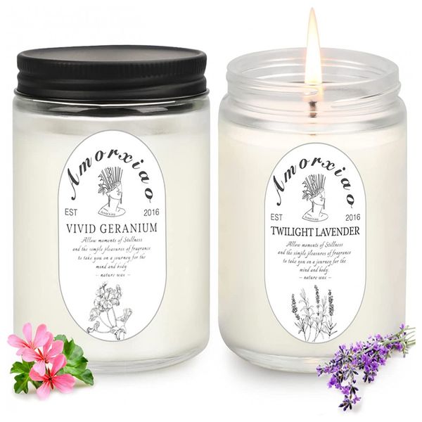 CSFBJK Vela de Aromaterapia para Casa 300mL, Aroma Lavanda e Gerânio, 1 Unidade