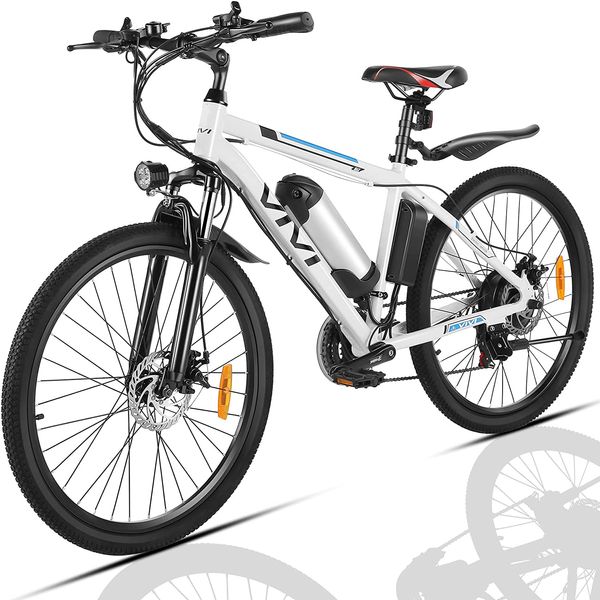 VIVI Bicicleta Elétrica Motorizada 21 Velocidades e 4 Modos, 350W, Branco