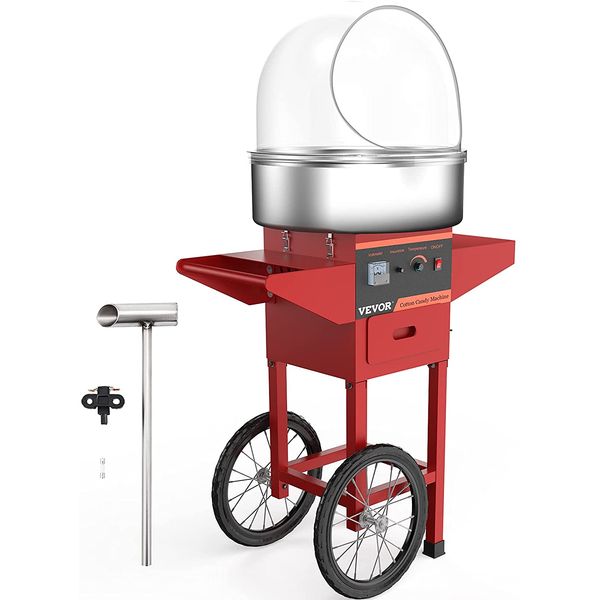 VBENLEM Carrinho de Algodão Doce Elétrica, Aço Inoxidável, 1030W, 110V, Vermelha