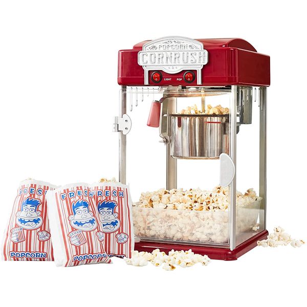 Popcorn Popper Máquina de Pipoca Vintage Profissional com Panela Antiaderente, Preta