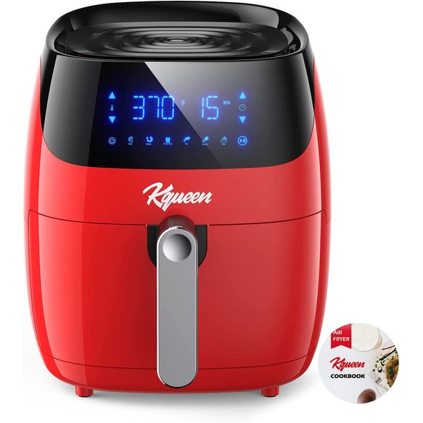 KQUEEN HF 3019TS Air Fryer Fritadeira Elétrica 5L com Painel Digital, 1400W, 110V, Preto
