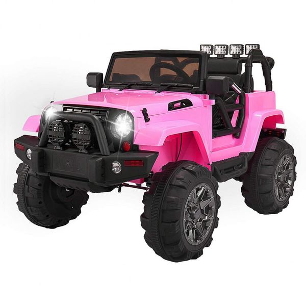 TOBBI Carro, Carrinho Elétrico 1 Assento 12V, com Luzes de LED e Controle Remoto, Rosa