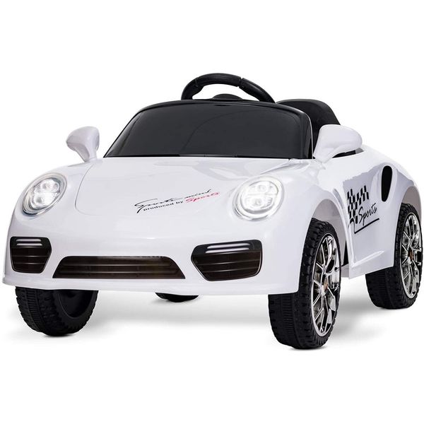 Uenjoy Carro, Carrinho Elétrico 1 Assento 6V, com Luzes de LED e Controle Remoto, Branco
