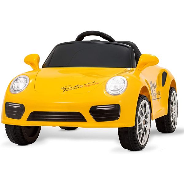 Uenjoy Carro, Carrinho Elétrico 1 Assento 6V, com Luzes de LED, Amarelo