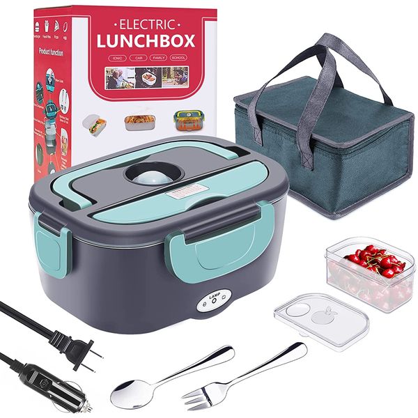 PMALLCITY Marmita Elétrica 3 em 1 Portátil 1.5L com Divisórias, 24, 12V, 110V 40W, Rosa