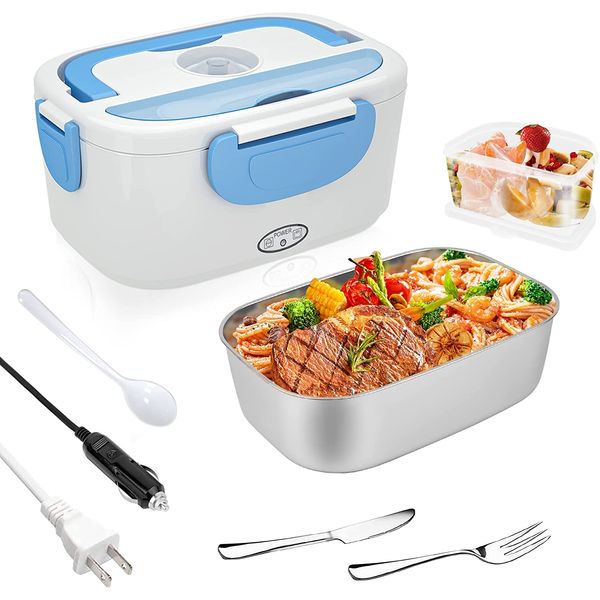 ErayLife Marmita Elétrica 3 em 1 Portátil 1.5L com Divisórias, 24, 12V, 110V 40W, Azul