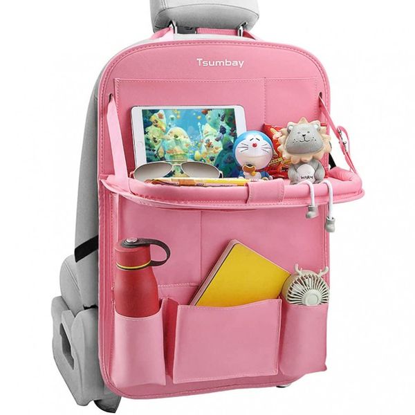 Tsumbay Organizador Veicular Multifuncional para Banco Traseiro com Suporte para Tablet, Rosa