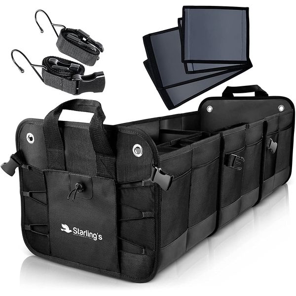 Starlings Organizador Veicular Ajustável com 3 Compartimentos, Preto