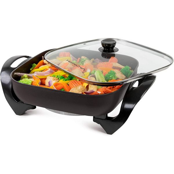 HomeCraft HCSK12BK Panela Elétrica Antiaderente e Multifuncional de , 110V, Preta