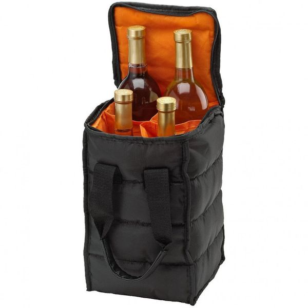 Handy Laundry Bolsa Térmica Para Transporte de Vinhos até 4 Garrafas com Acolchoamento Externo, Preta