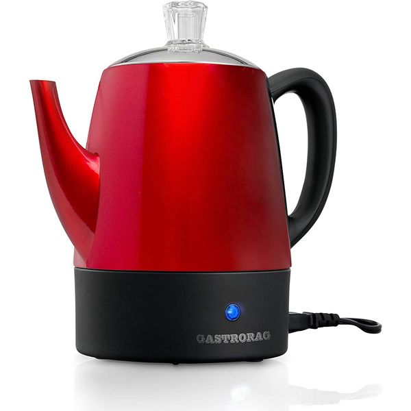 Gastrorag Chaleira Elétrica para Café, Capacidade 1L, Aço Inoxidável, 110V, 800W, Vermelha