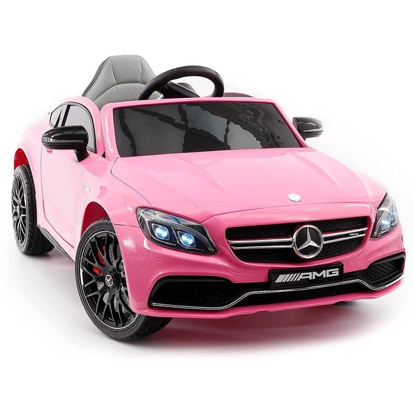 Moderno Kids Mercedes C63S Carro Elétrico para Crianças à Bateria 12V, 1 Assento, até 6 km, h c, Controle Remoto, Rosa