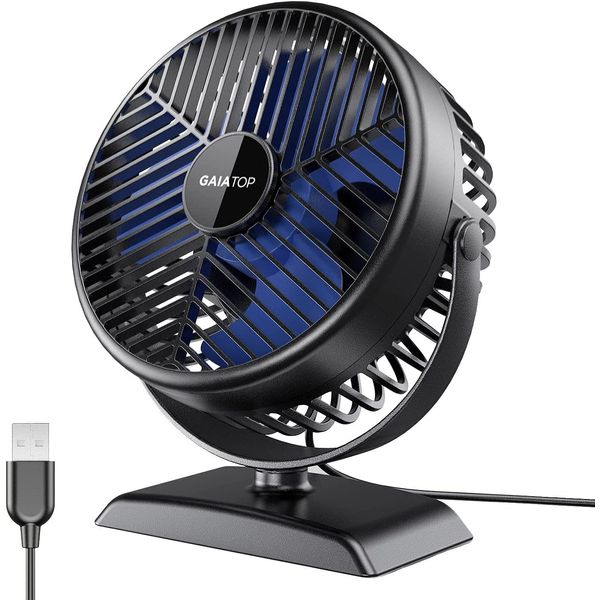 Gaiatop Ventilaodr de Mesa Portátil com 3 Velocidades Ajustáveis, Preto e Azul