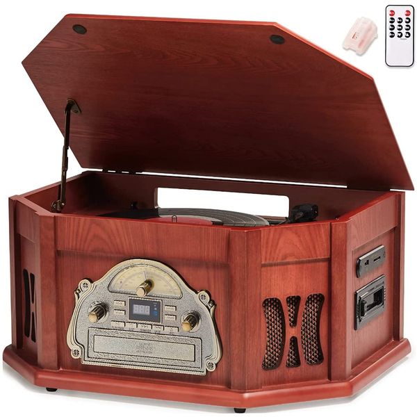 ORCC Vitrola, Toca Discos c, Plataforma 3 Velocidades, c, Bluetooth e CD Player, sem fio, 45 RPM, Laranja