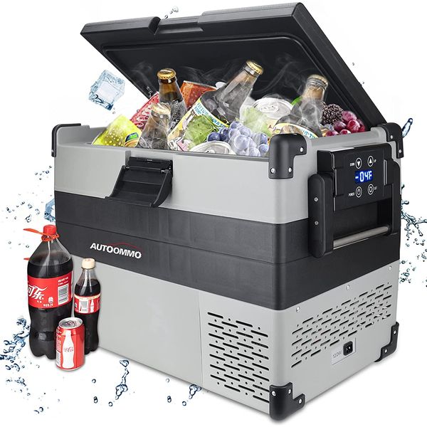 AUTOOMMO Geladeira, Cooler Portátil Automotivo 41L, Controlável por APP, 60W, 12V, Cinza