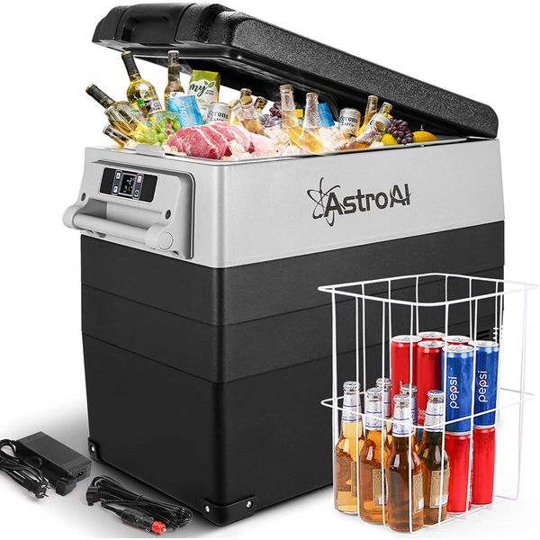AstroAI Geladeira, Cooler Portátil Automotivo 54L, c, Controle de Temperatura, 60W, 12V, Preto.
