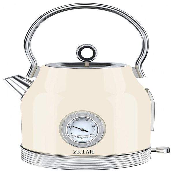Chaleira Elétrica 1.7L, Aço Inoxidável, com Desligamento Automático e Interruptor de LED, 1200W, 110v, ZKIAH, Preto