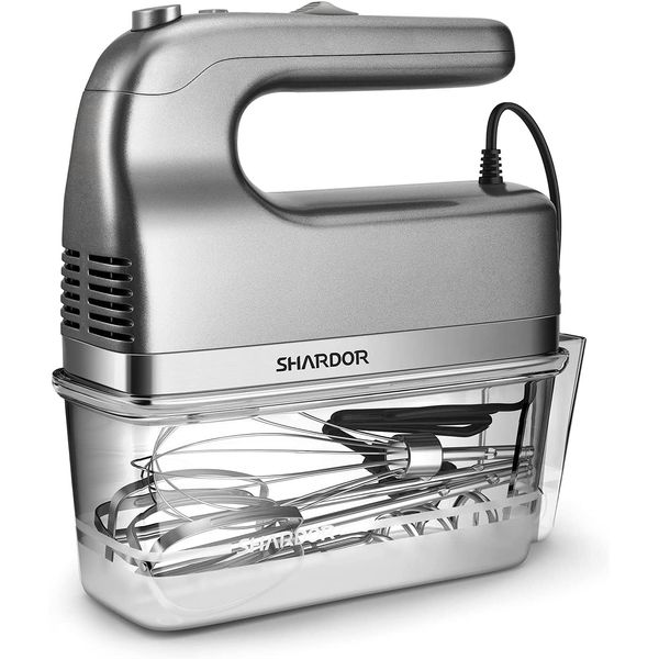 SHARDOR Batedeira de Mão 5 Velocidades, c, 5 Acessórios, 350W, 110V, Prata