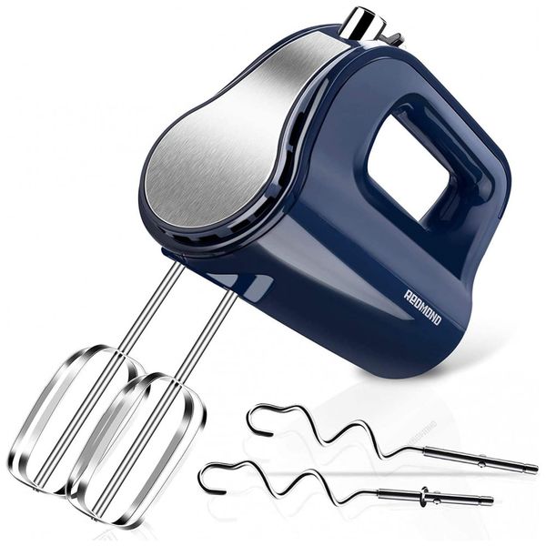 REDMOND Batedeira de Mão 5 Velocidades, c, 4 Acessórios, Aço Inoxidável, 250W, 110V, Azul