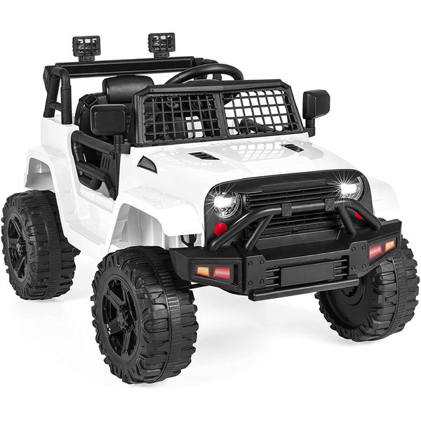 Best Choice Carrinho, Carro Elétrico, 1 lugar, 12V, c, controle remoto, USB MP3, 4 km, h, 2 a 6 anos, Branco