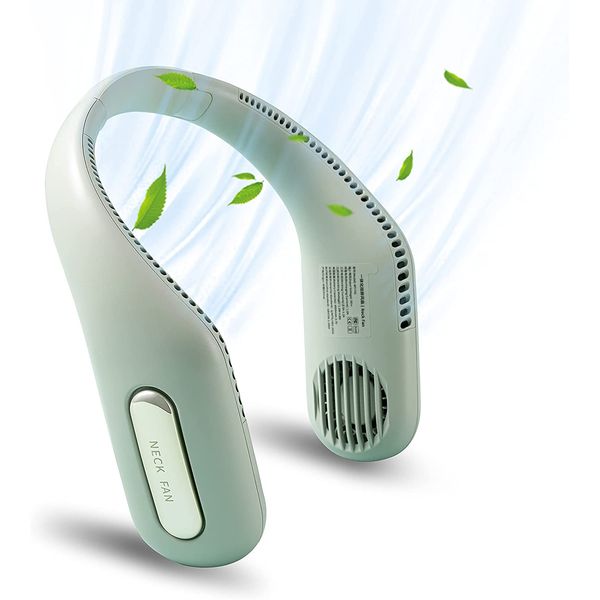 FIGROL Ventilador de Pescoço Potátil, 70 Saídas de AR, com Carregador USB, Verde