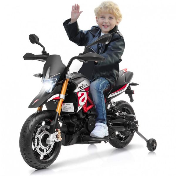 Costzon Moto Elétrica Infantil 12V Recarregável com Luzes e Sons, MP3, Vermelha, 3 a 6 anos