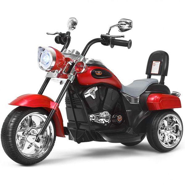 Costzon Moto Elétrica Infantil 6V Recarregável com Sons e Luzes, Vermelha, 3 anos