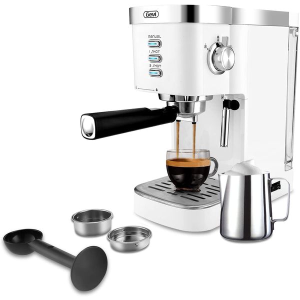 Gevi Maquina Café Expresso 20 Bar, 1,2L, 1350W, Branca
