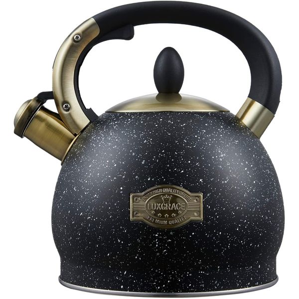 LUXGRACE Chaleira 2L com Apito e Cabo ergonômico, Aço Inoxidável, Cinza