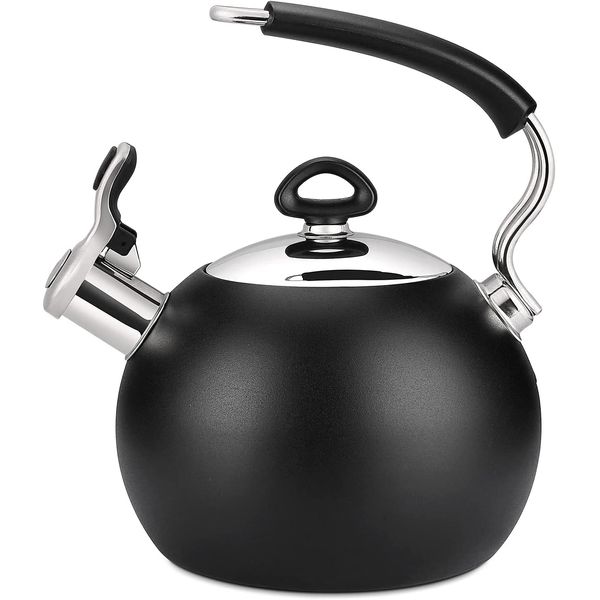VICALINA Chaleira 2L com Apito e Cabo ergonômico, Aço Inoxidável, Prata