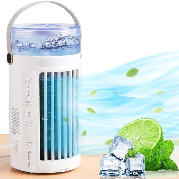 Beaulyn Climatizador Portátil 400 mL com 3 Velocidades e Luz LED, Branca