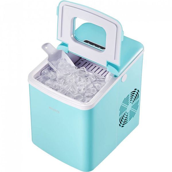 Máquina de Gelo NOVETE, Portátil, Produz 13kg, Dia 9 Cubos, 6 min, Azul Claro 110V