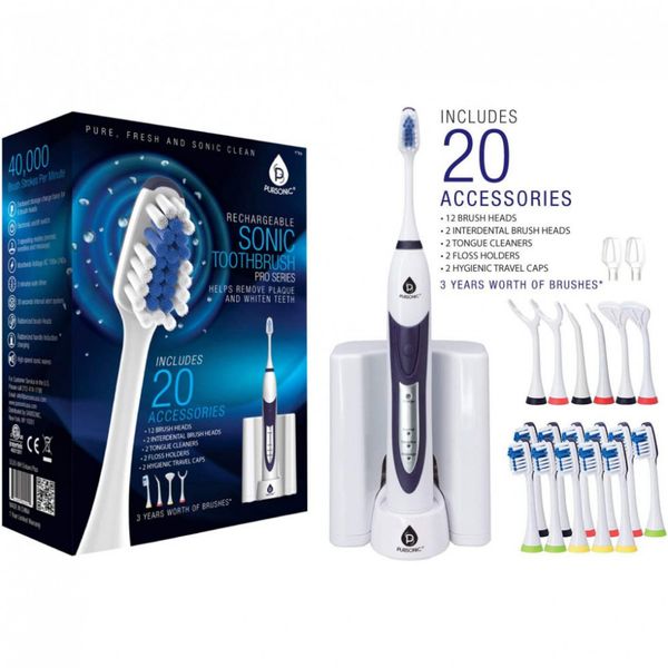Escova Dental Elétrica PURSONIC S520 12 Cabeças 3 Modos Branco