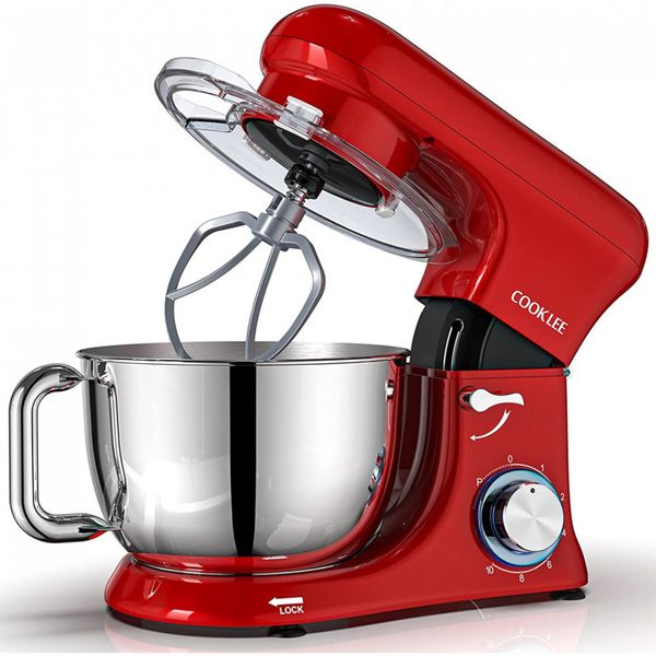 SanLidA SM 1515 Batedeira, Mixer 6L, 600W 10 Velocidades Com Ganchos Vermelho 110V