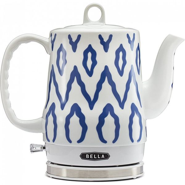 Chaleira Elétrica BELLA 13724, 1,2L, Cerâmica, Branco, Detalhes Azul 110V