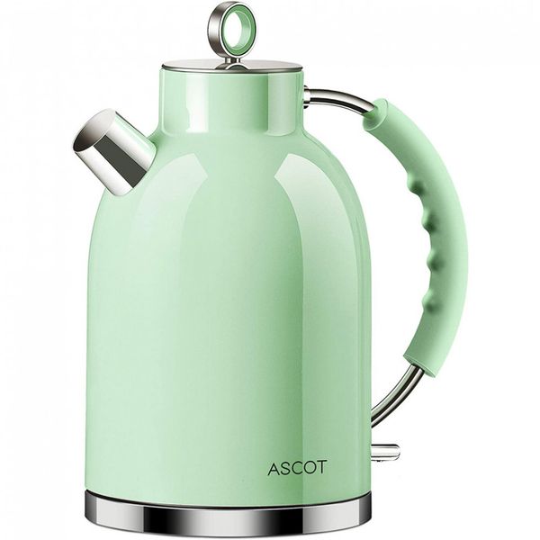 ASCOT Chaleira Elétrica, Aço Inoxidável, 1.7L, Aço Inoxidável, Verde Claro 110V