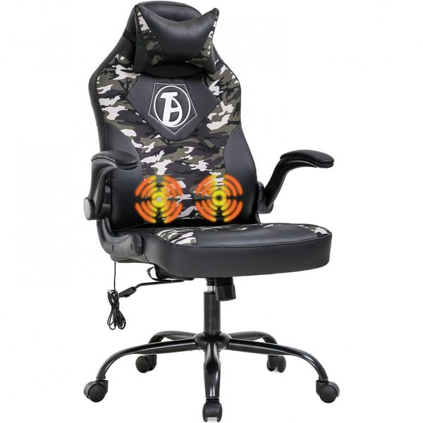 Cadeira Gamer, Ergonômica, Com Massagem, Couro, 360 Graus, BESTOFFICE PC Gaming Chair, Vermelho