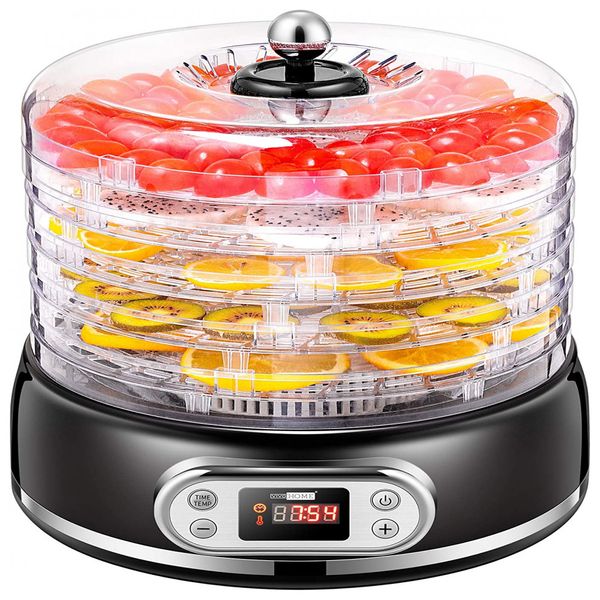 Desidratadora de Alimentos VIVOHOME 400W 6 Bandejas Cronômetro Digital Controle de Temperatura Preto 110V