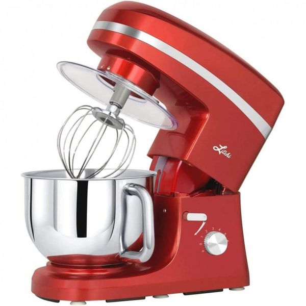Litchi Batedeira 6 Velocidades 650W Com Tigela de Aço Inoxidável 5L Vermelho 110V