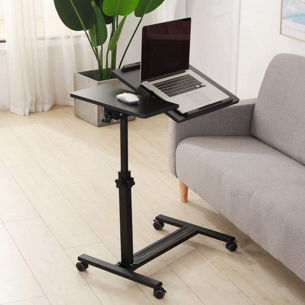 TigerDad sobre mesa de cama com rodas ajustáveis Mesa para laptop com rodinhas