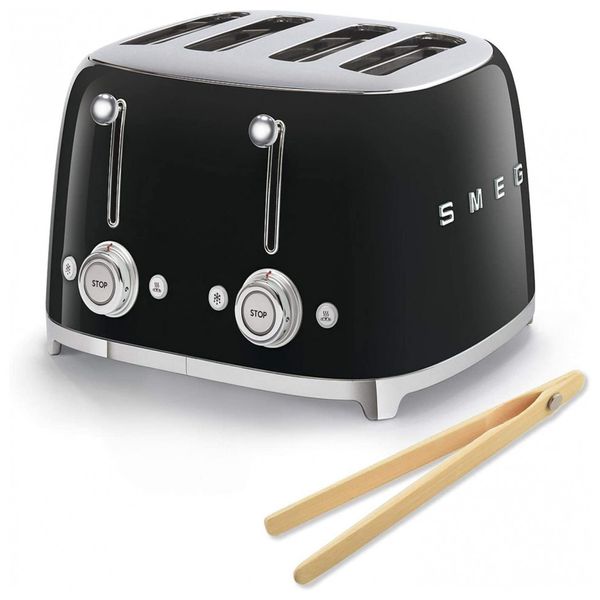 Smeg Torradeira Retro 4 slots, com pinças de bambu. Rosa