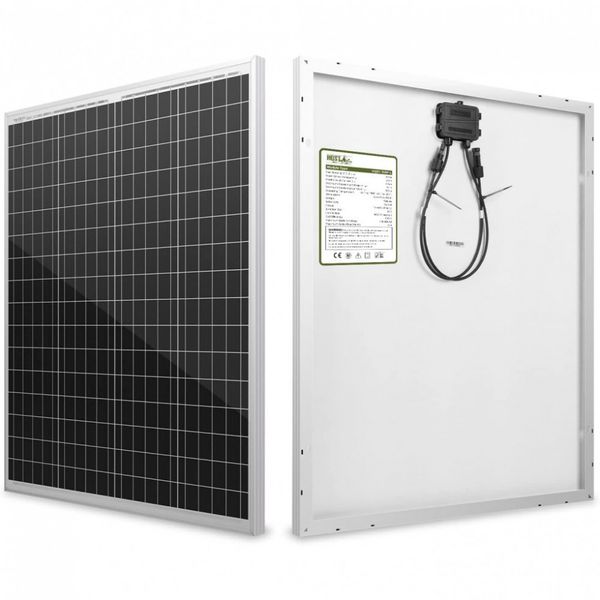 HQST Painel Solar, Policristalino de Alta Eficiência, 100W, 12V, 1 unidade