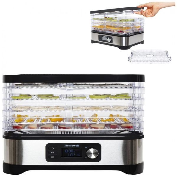 Homewell Máquina Desidratadora de Alimentos com 6 Bandejas, 400W, 110V, Preta