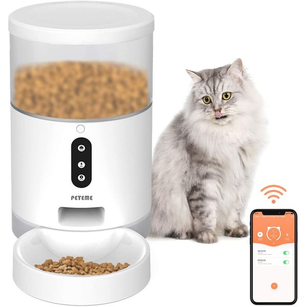 Peteme Comedouro Automático com Câmera 1080p W Fi para Cães e Gatos, 4L