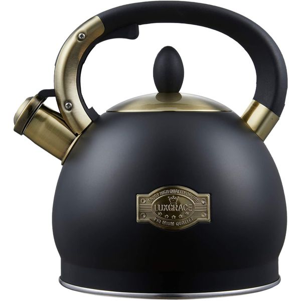 LUXGRACE Chaleira 2L com Apito e Cabo ergonômico, Aço Inoxidável, Prata
