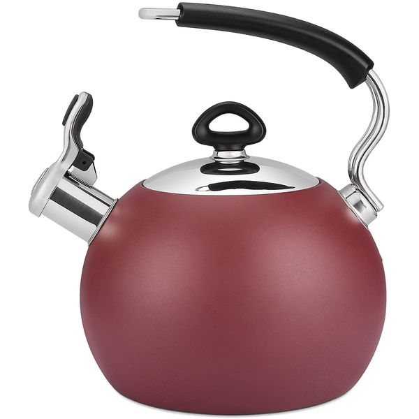VICALINA Chaleira 2L com Apito e Cabo ergonômico, Aço Inoxidável, Preto