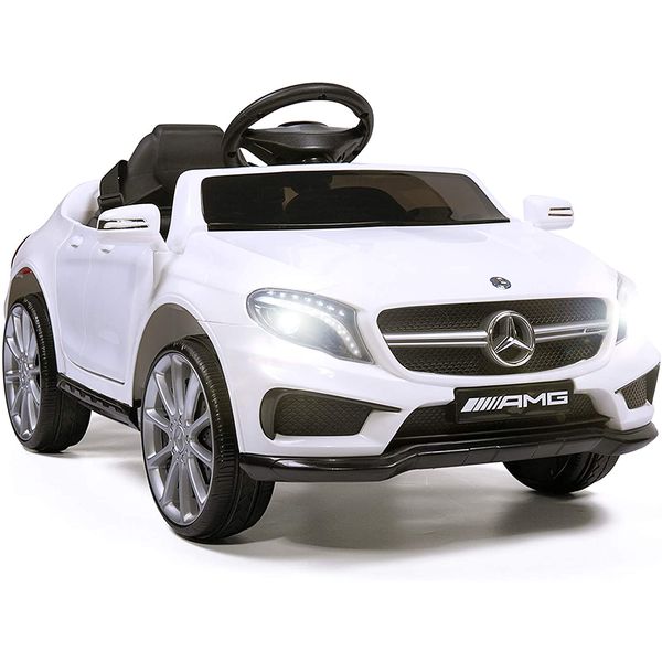 Costzon Ride Carrinho, Carro Elétrico Mercedes Benz, 1 lugar, 12V, c, controle remoto, USB MP3, 3 km, h, 3 a 6 anos, Branco