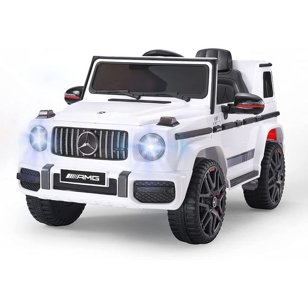 METAK Carrinho, Carro Elétrico Mercedes Benz G63, 1 lugar, 6V, c, controle remoto, USB MP3, 3 km, h, 3 a 6 anos, Branco